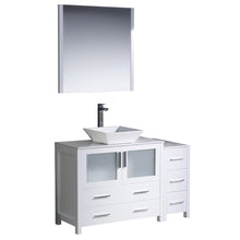 Load image into Gallery viewer, Fresca Torino 48&quot; White Modern Bathroom Vanity w/ Side Cabinet &amp; Vessel Sink- Fresca