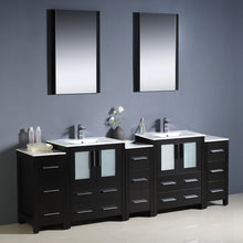 Load image into Gallery viewer, Fresca Torino 84&quot; Espresso Modern Double Sink Bathroom Vanity w/ 3 Side Cabinets &amp; Integrated Sinks- Fresca