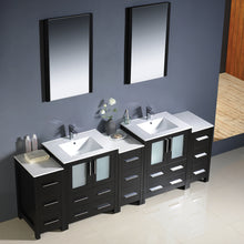 Load image into Gallery viewer, Fresca Torino 84&quot; Espresso Modern Double Sink Bathroom Vanity w/ 3 Side Cabinets &amp; Integrated Sinks- Fresca