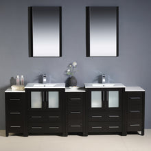 Load image into Gallery viewer, Fresca Torino 84&quot; Espresso Modern Double Sink Bathroom Vanity w/ 3 Side Cabinets &amp; Integrated Sinks- Fresca