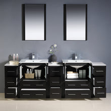 Load image into Gallery viewer, Fresca Torino 84&quot; Espresso Modern Double Sink Bathroom Vanity w/ 3 Side Cabinets &amp; Integrated Sinks- Fresca