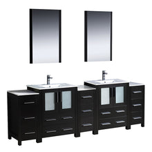 Load image into Gallery viewer, Fresca Torino 84&quot; Espresso Modern Double Sink Bathroom Vanity w/ 3 Side Cabinets &amp; Integrated Sinks- Fresca