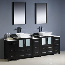 Load image into Gallery viewer, Fresca Torino 84&quot; Espresso Modern Double Sink Bathroom Vanity w/ 3 Side Cabinets &amp; Vessel Sinks- Fresca