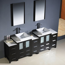 Load image into Gallery viewer, Fresca Torino 84&quot; Espresso Modern Double Sink Bathroom Vanity w/ 3 Side Cabinets &amp; Vessel Sinks- Fresca