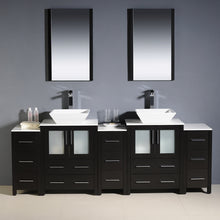 Load image into Gallery viewer, Fresca Torino 84&quot; Espresso Modern Double Sink Bathroom Vanity w/ 3 Side Cabinets &amp; Vessel Sinks- Fresca