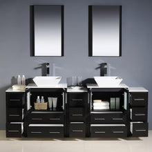 Load image into Gallery viewer, Fresca Torino 84&quot; Espresso Modern Double Sink Bathroom Vanity w/ 3 Side Cabinets &amp; Vessel Sinks- Fresca