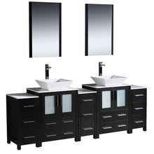 Load image into Gallery viewer, Fresca Torino 84&quot; Espresso Modern Double Sink Bathroom Vanity w/ 3 Side Cabinets &amp; Vessel Sinks- Fresca