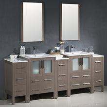 Load image into Gallery viewer, Fresca Torino 84&quot; Gray Oak Modern Double Sink Bathroom Vanity w/ 3 Side Cabinets &amp; Integrated Sinks- Fresca
