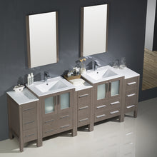 Load image into Gallery viewer, Fresca Torino 84&quot; Gray Oak Modern Double Sink Bathroom Vanity w/ 3 Side Cabinets &amp; Integrated Sinks- Fresca