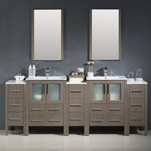 Load image into Gallery viewer, Fresca Torino 84&quot; Gray Oak Modern Double Sink Bathroom Vanity w/ 3 Side Cabinets &amp; Integrated Sinks- Fresca