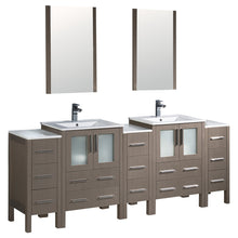 Load image into Gallery viewer, Fresca Torino 84&quot; Gray Oak Modern Double Sink Bathroom Vanity w/ 3 Side Cabinets &amp; Integrated Sinks- Fresca