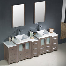 Load image into Gallery viewer, Fresca Torino 84&quot; Gray Oak Modern Double Sink Bathroom Vanity w/ 3 Side Cabinets &amp; Vessel Sinks- Fresca