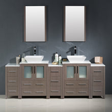 Load image into Gallery viewer, Fresca Torino 84&quot; Gray Oak Modern Double Sink Bathroom Vanity w/ 3 Side Cabinets &amp; Vessel Sinks- Fresca