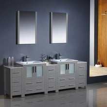 Load image into Gallery viewer, Fresca Torino 84&quot; Gray Modern Double Sink Bathroom Vanity w/ 3 Side Cabinets &amp; Integrated Sinks- Fresca