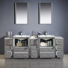 Load image into Gallery viewer, Fresca Torino 84&quot; Gray Modern Double Sink Bathroom Vanity w/ 3 Side Cabinets &amp; Integrated Sinks- Fresca