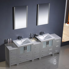 Load image into Gallery viewer, Fresca Torino 84&quot; Gray Modern Double Sink Bathroom Vanity w/ 3 Side Cabinets &amp; Integrated Sinks- Fresca