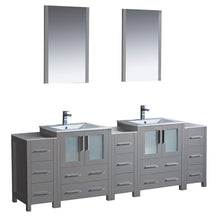 Load image into Gallery viewer, Fresca Torino 84&quot; Gray Modern Double Sink Bathroom Vanity w/ 3 Side Cabinets &amp; Integrated Sinks- Fresca