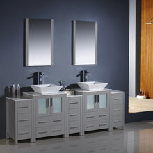 Load image into Gallery viewer, Fresca Torino 84&quot; Gray Modern Double Sink Bathroom Vanity w/ 3 Side Cabinets &amp; Vessel Sinks- Fresca