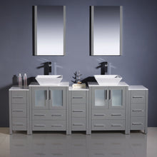 Load image into Gallery viewer, Fresca Torino 84&quot; Gray Modern Double Sink Bathroom Vanity w/ 3 Side Cabinets &amp; Vessel Sinks- Fresca