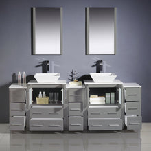Load image into Gallery viewer, Fresca Torino 84&quot; Gray Modern Double Sink Bathroom Vanity w/ 3 Side Cabinets &amp; Vessel Sinks- Fresca