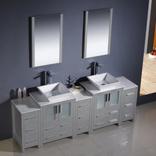 Load image into Gallery viewer, Fresca Torino 84&quot; Gray Modern Double Sink Bathroom Vanity w/ 3 Side Cabinets &amp; Vessel Sinks- Fresca