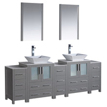 Load image into Gallery viewer, Fresca Torino 84&quot; Gray Modern Double Sink Bathroom Vanity w/ 3 Side Cabinets &amp; Vessel Sinks- Fresca