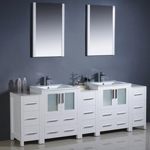 Load image into Gallery viewer, Fresca Torino 84&quot; White Modern Double Sink Bathroom Vanity w/ 3 Side Cabinets &amp; Integrated Sinks- Fresca