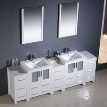 Load image into Gallery viewer, Fresca Torino 84&quot; White Modern Double Sink Bathroom Vanity w/ 3 Side Cabinets &amp; Integrated Sinks- Fresca