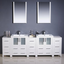 Load image into Gallery viewer, Fresca Torino 84&quot; White Modern Double Sink Bathroom Vanity w/ 3 Side Cabinets &amp; Integrated Sinks- Fresca