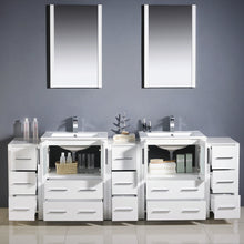 Load image into Gallery viewer, Fresca Torino 84&quot; White Modern Double Sink Bathroom Vanity w/ 3 Side Cabinets &amp; Integrated Sinks- Fresca