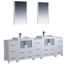 Load image into Gallery viewer, Fresca Torino 84&quot; White Modern Double Sink Bathroom Vanity w/ 3 Side Cabinets &amp; Integrated Sinks- Fresca
