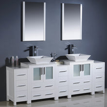 Load image into Gallery viewer, Fresca Torino 84&quot; White Modern Double Sink Bathroom Vanity w/ 3 Side Cabinets &amp; Vessel Sinks- Fresca