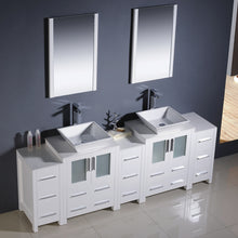 Load image into Gallery viewer, Fresca Torino 84&quot; White Modern Double Sink Bathroom Vanity w/ 3 Side Cabinets &amp; Vessel Sinks- Fresca