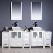 Load image into Gallery viewer, Fresca Torino 84&quot; White Modern Double Sink Bathroom Vanity w/ 3 Side Cabinets &amp; Vessel Sinks- Fresca
