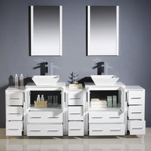 Load image into Gallery viewer, Fresca Torino 84&quot; White Modern Double Sink Bathroom Vanity w/ 3 Side Cabinets &amp; Vessel Sinks- Fresca