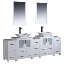 Load image into Gallery viewer, Fresca Torino 84&quot; White Modern Double Sink Bathroom Vanity w/ 3 Side Cabinets &amp; Vessel Sinks- Fresca