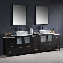Load image into Gallery viewer, Fresca Torino 96&quot; Espresso Modern Double Sink Bathroom Vanity w/ 3 Side Cabinets &amp; Vessel Sinks- Fresca