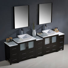 Load image into Gallery viewer, Fresca Torino 96&quot; Espresso Modern Double Sink Bathroom Vanity w/ 3 Side Cabinets &amp; Vessel Sinks- Fresca