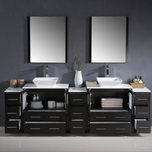 Load image into Gallery viewer, Fresca Torino 96&quot; Espresso Modern Double Sink Bathroom Vanity w/ 3 Side Cabinets &amp; Vessel Sinks- Fresca