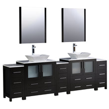 Load image into Gallery viewer, Fresca Torino 96&quot; Espresso Modern Double Sink Bathroom Vanity w/ 3 Side Cabinets &amp; Vessel Sinks- Fresca