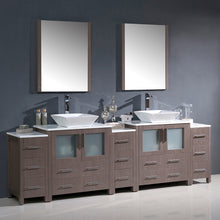 Load image into Gallery viewer, Fresca Torino 96&quot; Gray Oak Modern Double Sink Bathroom Vanity w/ 3 Side Cabinets &amp; Vessel Sinks- Fresca