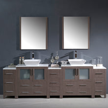 Load image into Gallery viewer, Fresca Torino 96&quot; Gray Oak Modern Double Sink Bathroom Vanity w/ 3 Side Cabinets &amp; Vessel Sinks- Fresca