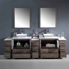Load image into Gallery viewer, Fresca Torino 96&quot; Gray Oak Modern Double Sink Bathroom Vanity w/ 3 Side Cabinets &amp; Vessel Sinks- Fresca