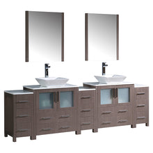 Load image into Gallery viewer, Fresca Torino 96&quot; Gray Oak Modern Double Sink Bathroom Vanity w/ 3 Side Cabinets &amp; Vessel Sinks- Fresca