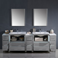 Load image into Gallery viewer, Fresca Torino 96&quot; Gray Modern Double Sink Bathroom Vanity w/ 3 Side Cabinets &amp; Integrated Sinks- Fresca