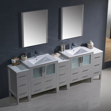 Load image into Gallery viewer, Fresca Torino 96&quot; Gray Modern Double Sink Bathroom Vanity w/ 3 Side Cabinets &amp; Integrated Sinks- Fresca