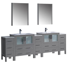 Load image into Gallery viewer, Fresca Torino 96&quot; Gray Modern Double Sink Bathroom Vanity w/ 3 Side Cabinets &amp; Integrated Sinks- Fresca