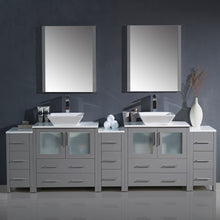 Load image into Gallery viewer, Fresca Torino 96&quot; Gray Modern Double Sink Bathroom Vanity w/ 3 Side Cabinets &amp; Vessel Sinks- Fresca