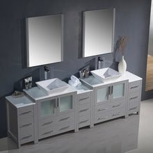 Load image into Gallery viewer, Fresca Torino 96&quot; Gray Modern Double Sink Bathroom Vanity w/ 3 Side Cabinets &amp; Vessel Sinks- Fresca