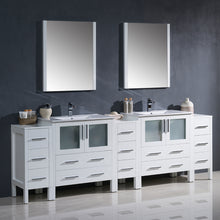 Load image into Gallery viewer, Fresca Torino 96&quot; White Modern Double Sink Bathroom Vanity w/ 3 Side Cabinets &amp; Integrated Sinks- Fresca